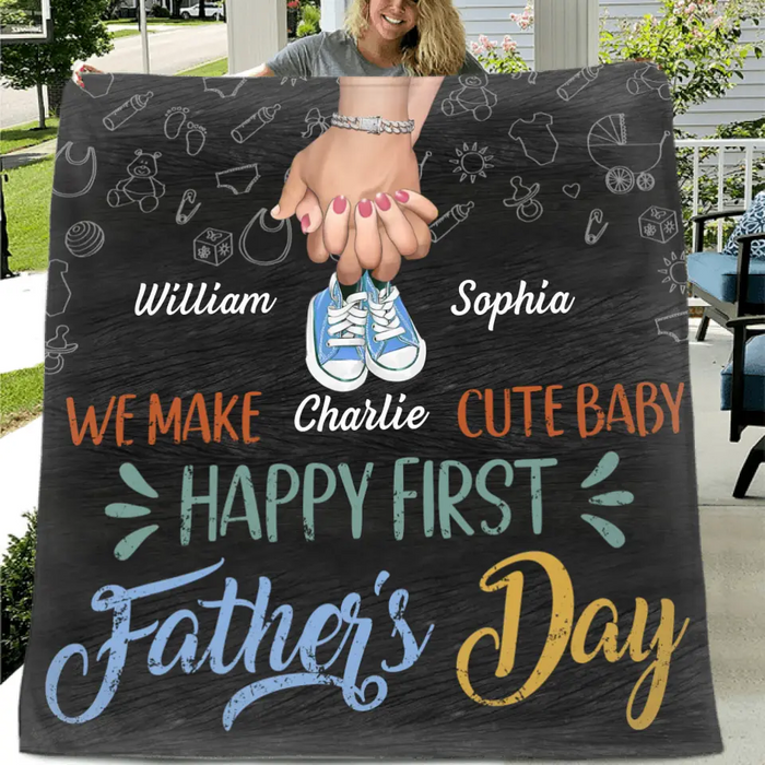Personalized 1st Father's Day Fleece Throw Blanket/Quilt - Best Gift Idea For Father's Day - We Make Cute Baby