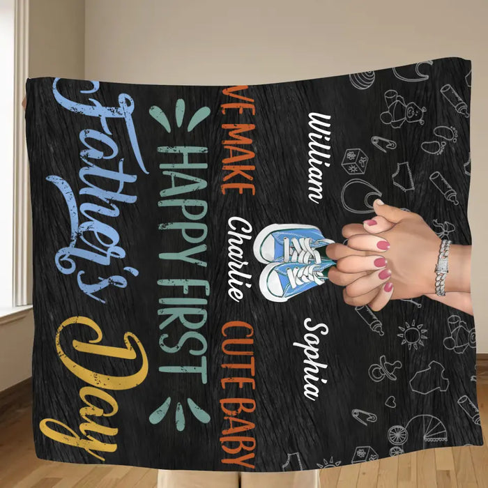 Personalized 1st Father's Day Fleece Throw Blanket/Quilt - Best Gift Idea For Father's Day - We Make Cute Baby