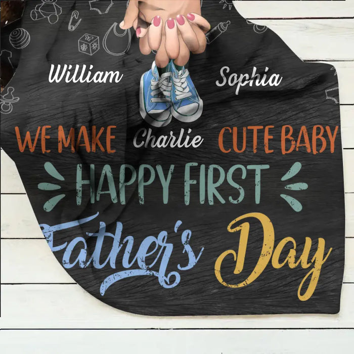 Personalized 1st Father's Day Fleece Throw Blanket/Quilt - Best Gift Idea For Father's Day - We Make Cute Baby