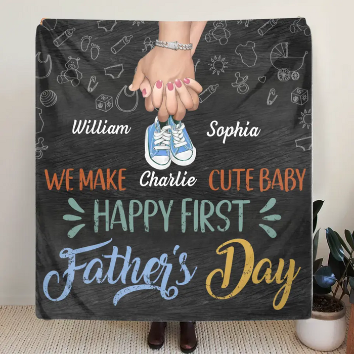 Personalized 1st Father's Day Fleece Throw Blanket/Quilt - Best Gift Idea For Father's Day - We Make Cute Baby