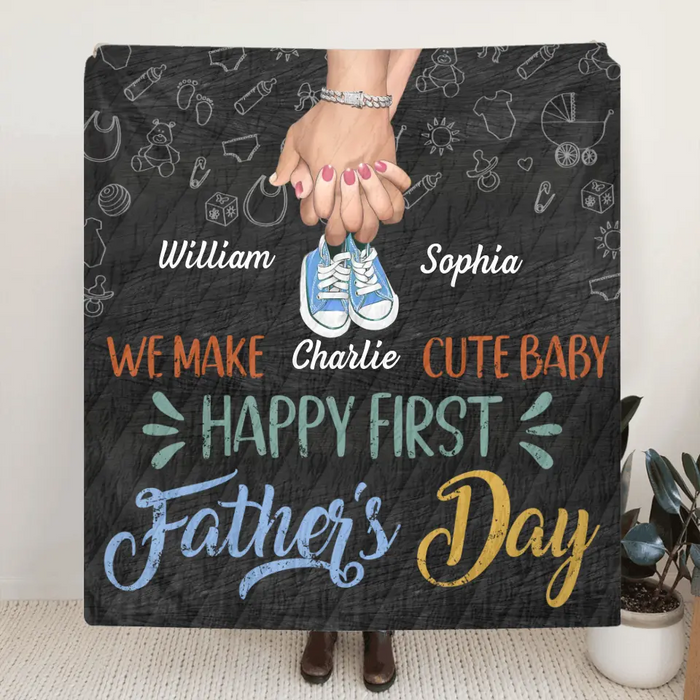 Personalized 1st Father's Day Fleece Throw Blanket/Quilt - Best Gift Idea For Father's Day - We Make Cute Baby