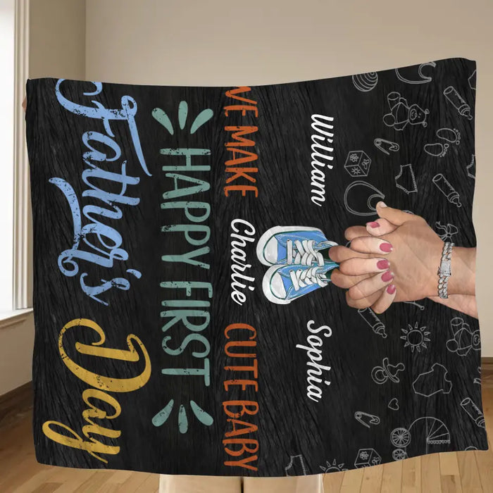 Personalized 1st Father's Day Fleece Throw Blanket/Quilt - Best Gift Idea For Father's Day - We Make Cute Baby