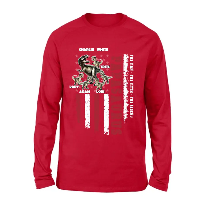 Personalized Papasaurus Shirt/Hoodie - Gift Idea For Father's Day - Up to 5 Kids - Papasaurus The Man The Myth The Legend