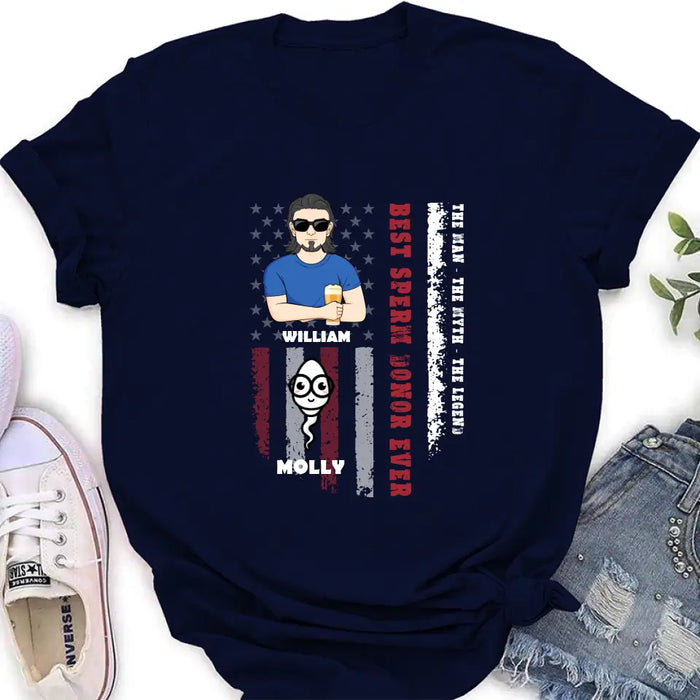Personalized Sperms Shirt/Hoodie/Long sleeve/Sweatshirt - Gift Idea For Father's Day - Up to 6 Sperms - Best Sperm Donor Ever The Man The Myth The Legend