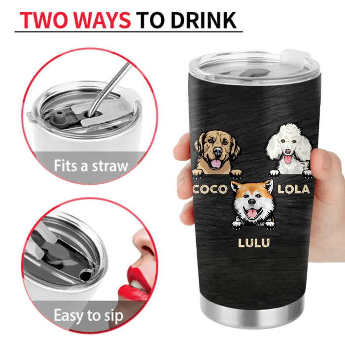 Personalized Dog Dad Tumbler - Father's Day Gift for Dog Lovers - Up to 3 Dogs - Thanks For Picking Up Our Poop And Stuff