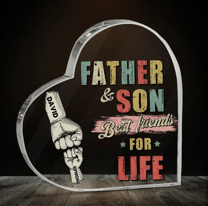 Personalized Father Crystal Heart - Up to 5 Children - Father's Day Gift Idea from Sons/Daughters - Father And Son/Daughter Best Friends For Life