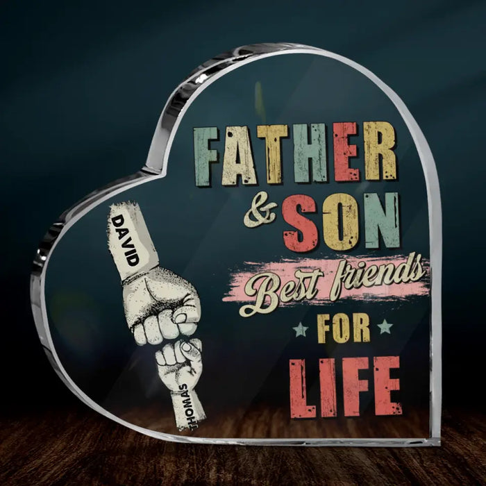 Personalized Father Crystal Heart - Up to 5 Children - Father's Day Gift Idea from Sons/Daughters - Father And Son/Daughter Best Friends For Life