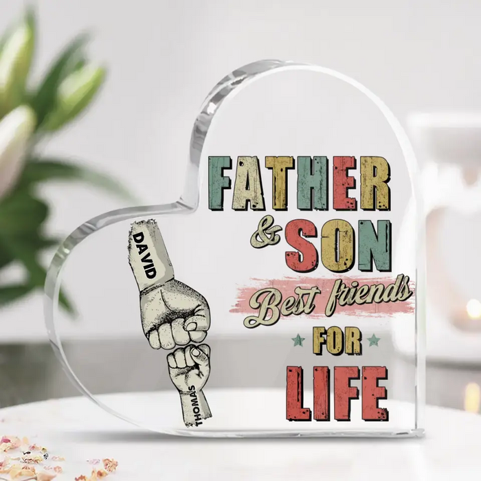 Personalized Father Crystal Heart - Up to 5 Children - Father's Day Gift Idea from Sons/Daughters - Father And Son/Daughter Best Friends For Life