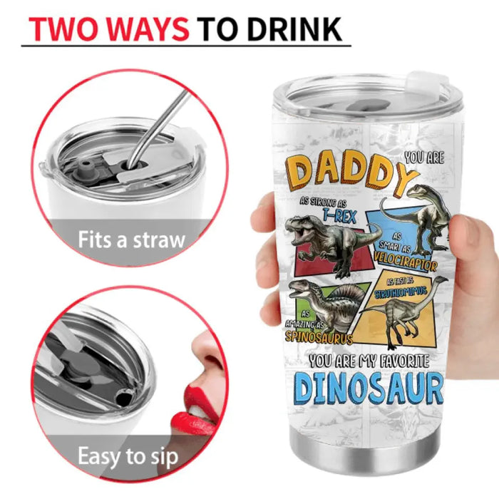 Personalized Daddysaurus Tumbler - Up to 5 Kids - Gift Idea For Father's Day - Like A Normal Dad But More Rawr-Some