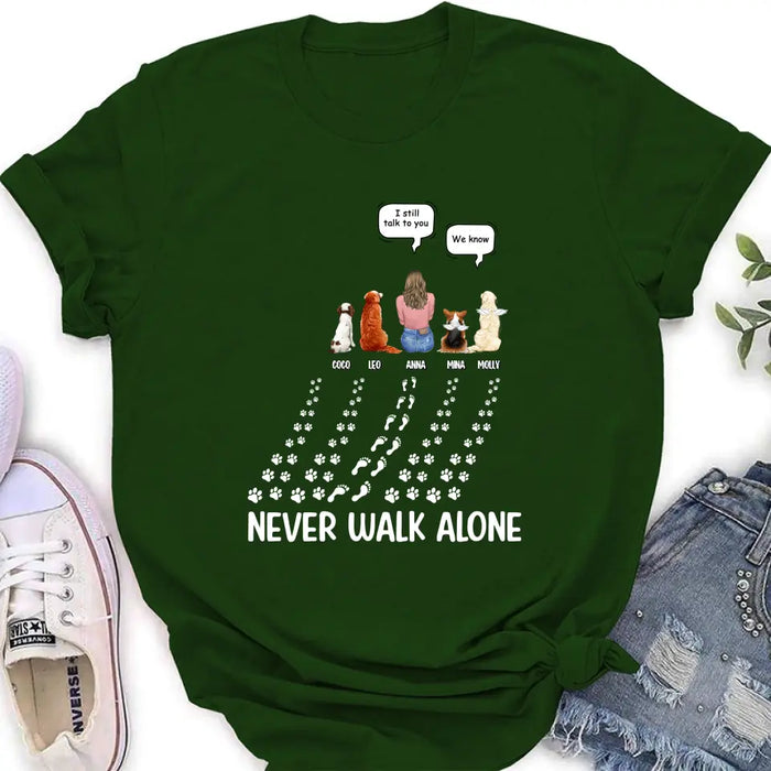 Personalized Memorial Pet Shirt/Hoodie - Up to 4 Pets - Memorial Gift Idea For Father's Day/Mother's Day - Never Walk Alone
