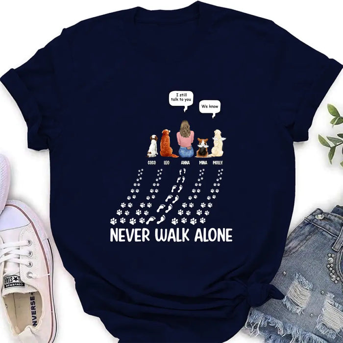 Personalized Memorial Pet Shirt/Hoodie - Up to 4 Pets - Memorial Gift Idea For Father's Day/Mother's Day - Never Walk Alone