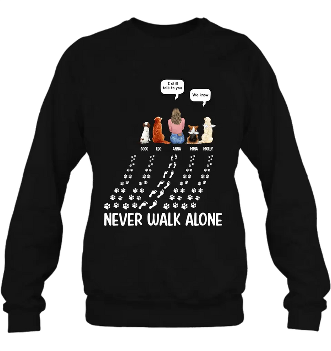 Personalized Memorial Pet Shirt/Hoodie - Up to 4 Pets - Memorial Gift Idea For Father's Day/Mother's Day - Never Walk Alone