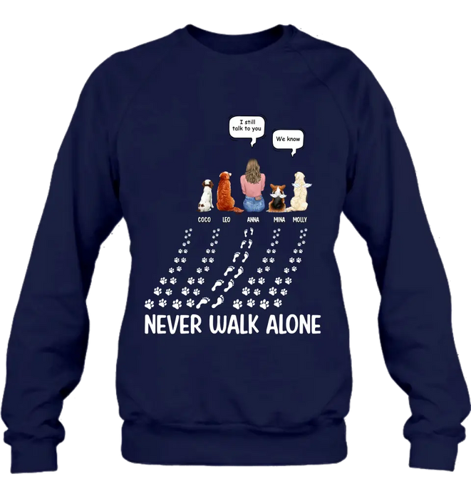 Personalized Memorial Pet Shirt/Hoodie - Up to 4 Pets - Memorial Gift Idea For Father's Day/Mother's Day - Never Walk Alone