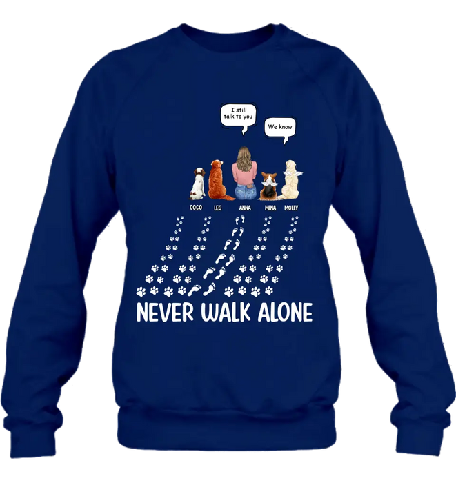 Personalized Memorial Pet Shirt/Hoodie - Up to 4 Pets - Memorial Gift Idea For Father's Day/Mother's Day - Never Walk Alone