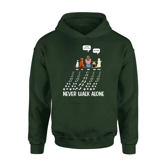 Personalized Memorial Pet Shirt/Hoodie - Up to 4 Pets - Memorial Gift Idea For Father's Day/Mother's Day - Never Walk Alone