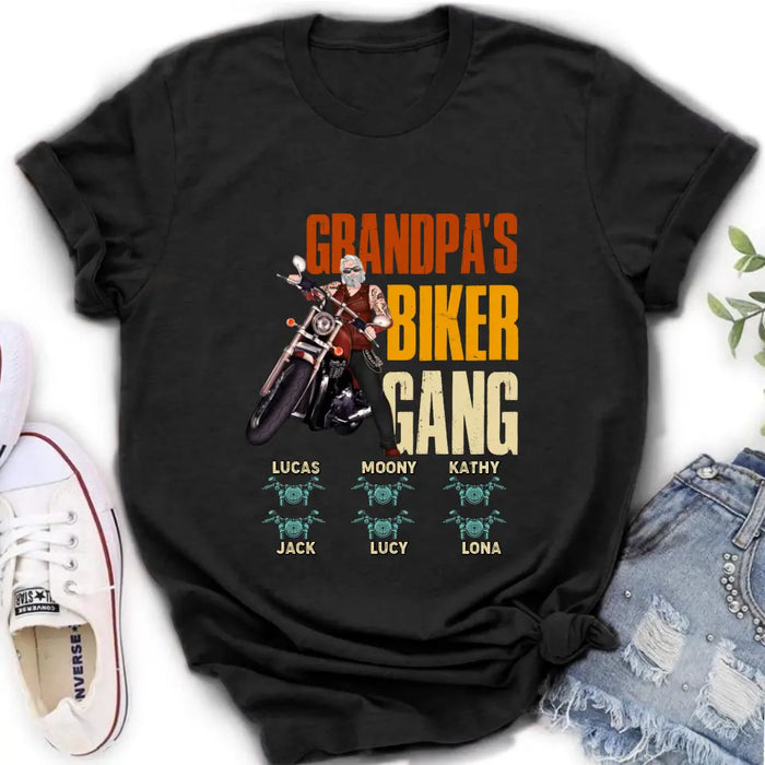 Personalized Biker Shirt/Hoodie - Father's Day Gift Idea for Dad/Grandpa - Up to 6 Kids - Grandpa's Biker Gang