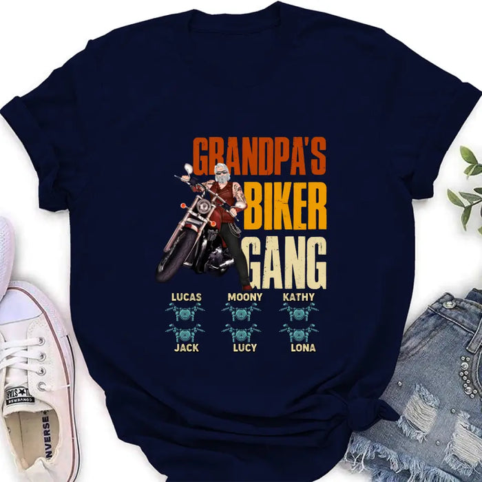 Personalized Biker Shirt/Hoodie - Father's Day Gift Idea for Dad/Grandpa - Up to 6 Kids - Grandpa's Biker Gang
