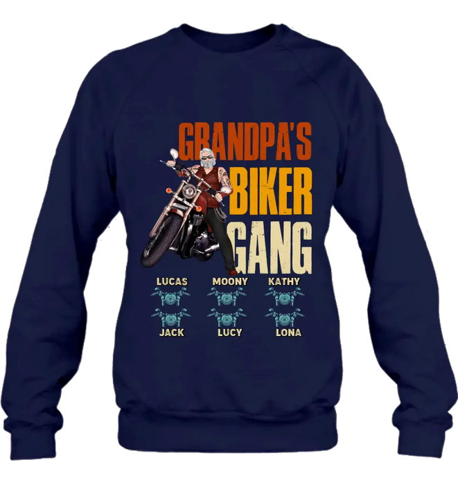Personalized Biker Shirt/Hoodie - Father's Day Gift Idea for Dad/Grandpa - Up to 6 Kids - Grandpa's Biker Gang
