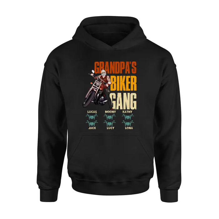 Personalized Biker Shirt/Hoodie - Father's Day Gift Idea for Dad/Grandpa - Up to 6 Kids - Grandpa's Biker Gang