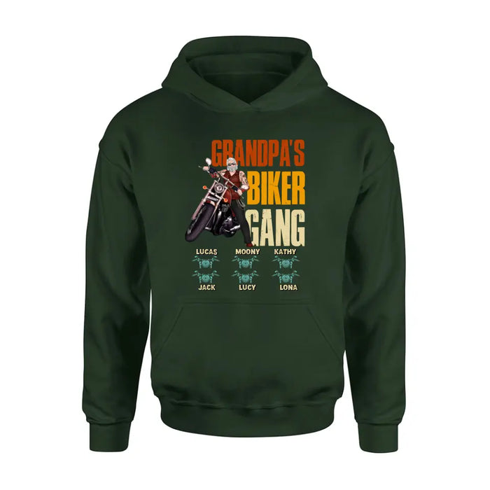 Personalized Biker Shirt/Hoodie - Father's Day Gift Idea for Dad/Grandpa - Up to 6 Kids - Grandpa's Biker Gang