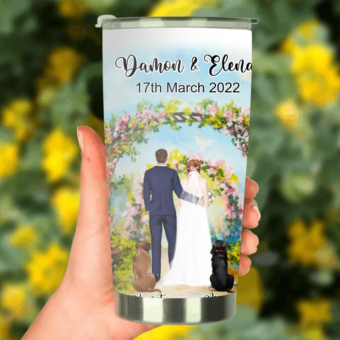 Personalized Wedding Tumbler - Wedding Gift For Couple - Up to 2 Dogs