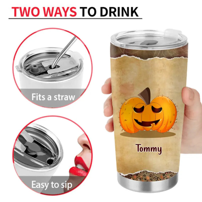 Personalized Funny Pumpkins Halloween Tumbler - Gift Idea For Halloween/Friends - It's Not The Size Of Your Peduncle That Matters It's How You Pump It