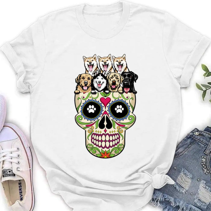 Personalized Sugar Skull Pets T-shirt/Hoodie/Sweatshirt/Sleeve - Gift for Dog/Cat Lovers - Up to 7 Pets