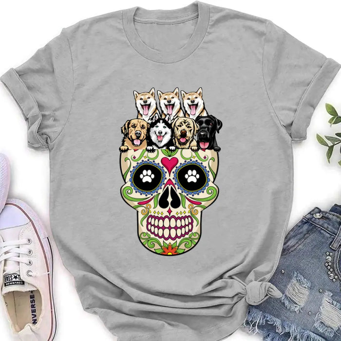 Personalized Sugar Skull Pets T-shirt/Hoodie/Sweatshirt/Sleeve - Gift for Dog/Cat Lovers - Up to 7 Pets