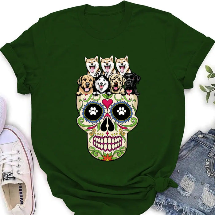 Personalized Sugar Skull Pets T-shirt/Hoodie/Sweatshirt/Sleeve - Gift for Dog/Cat Lovers - Up to 7 Pets