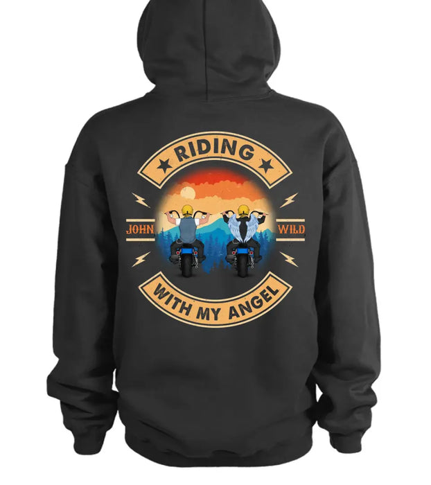 Personalized Riding With Angel T-shirt/Hoodie - Memorial Gift Idea For Friend/Bikers
