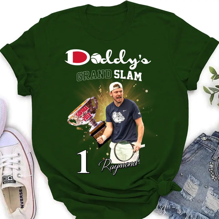 Personalized Daddy Photo Shirt/Hoodie - Up to 4 Children - Father's Day Gift Idea for Tennis Lovers - Daddy's Grand Slam