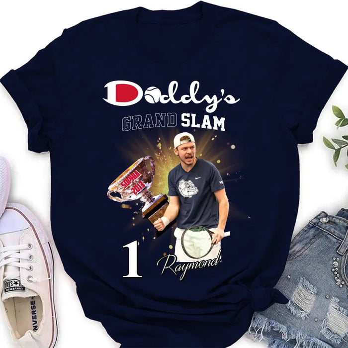 Personalized Daddy Photo Shirt/Hoodie - Up to 4 Children - Father's Day Gift Idea for Tennis Lovers - Daddy's Grand Slam
