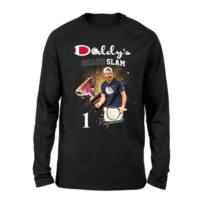 Personalized Daddy Photo Shirt/Hoodie - Up to 4 Children - Father's Day Gift Idea for Tennis Lovers - Daddy's Grand Slam