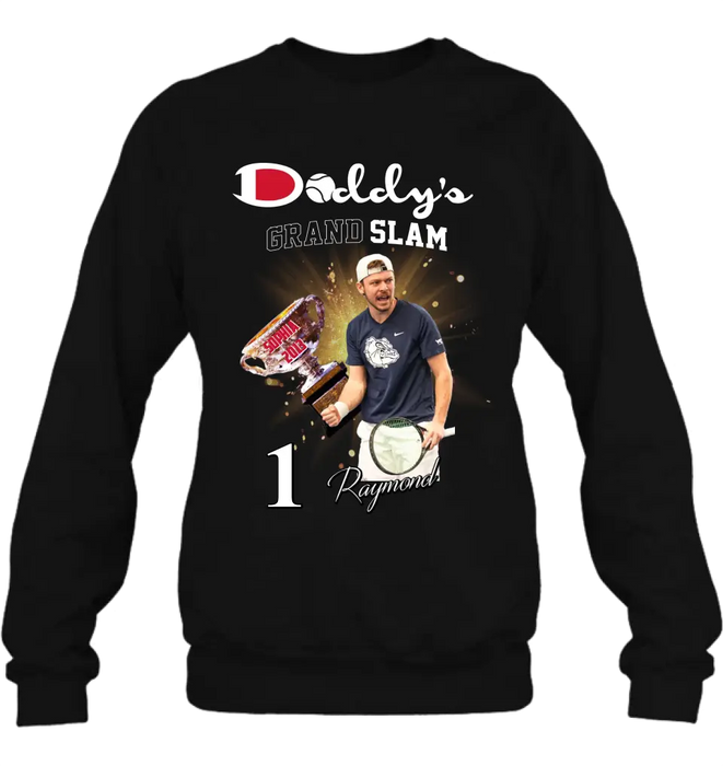 Personalized Daddy Photo Shirt/Hoodie - Up to 4 Children - Father's Day Gift Idea for Tennis Lovers - Daddy's Grand Slam