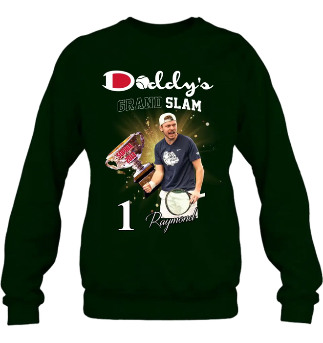 Personalized Daddy Photo Shirt/Hoodie - Up to 4 Children - Father's Day Gift Idea for Tennis Lovers - Daddy's Grand Slam