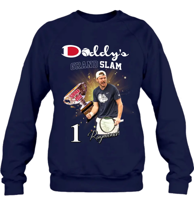 Personalized Daddy Photo Shirt/Hoodie - Up to 4 Children - Father's Day Gift Idea for Tennis Lovers - Daddy's Grand Slam