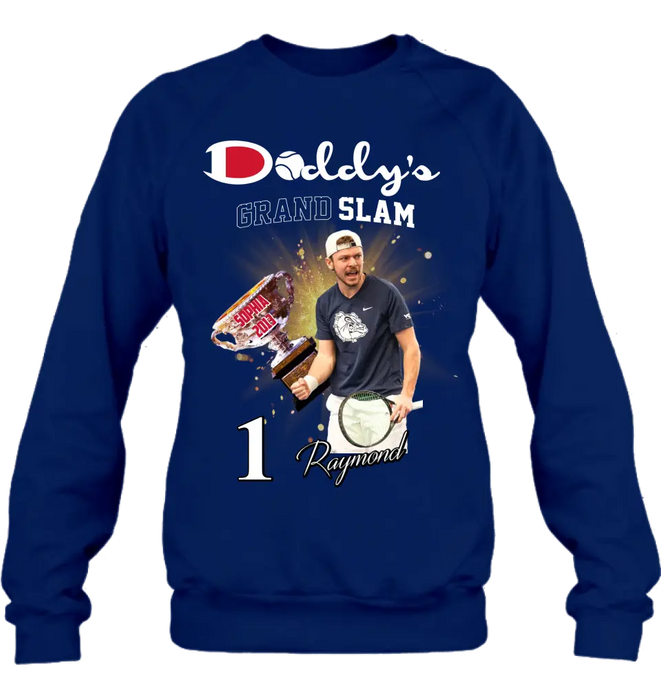Personalized Daddy Photo Shirt/Hoodie - Up to 4 Children - Father's Day Gift Idea for Tennis Lovers - Daddy's Grand Slam