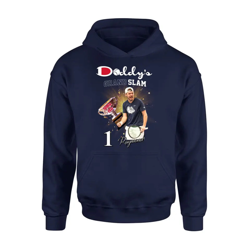 Personalized Daddy Photo Shirt/Hoodie - Up to 4 Children - Father's Day Gift Idea for Tennis Lovers - Daddy's Grand Slam