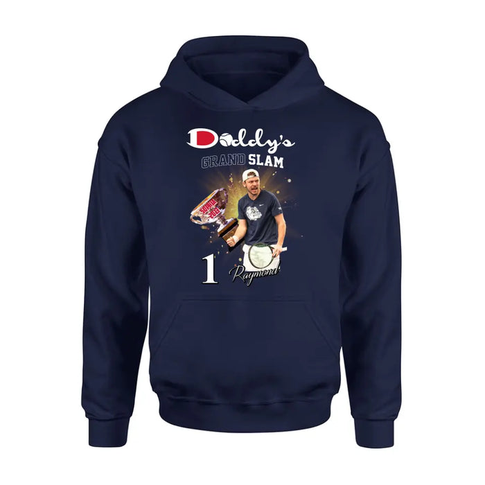 Personalized Daddy Photo Shirt/Hoodie - Up to 4 Children - Father's Day Gift Idea for Tennis Lovers - Daddy's Grand Slam