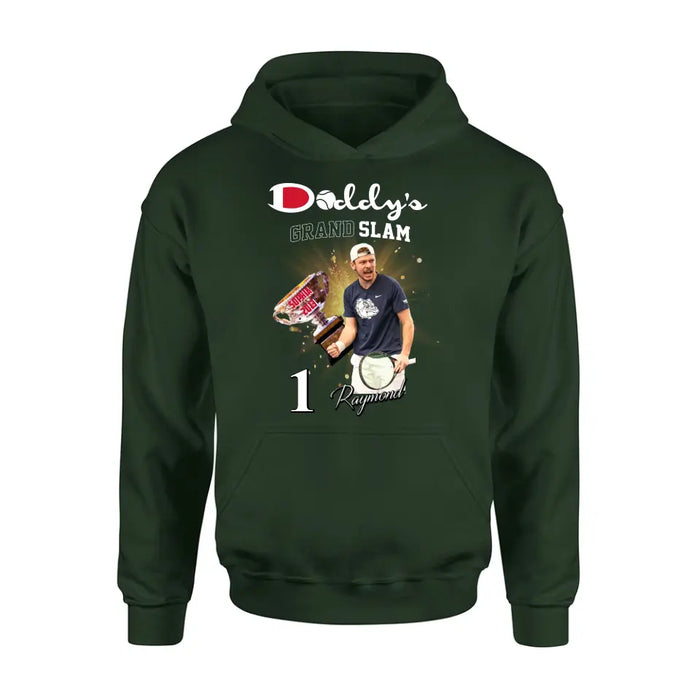Personalized Daddy Photo Shirt/Hoodie - Up to 4 Children - Father's Day Gift Idea for Tennis Lovers - Daddy's Grand Slam