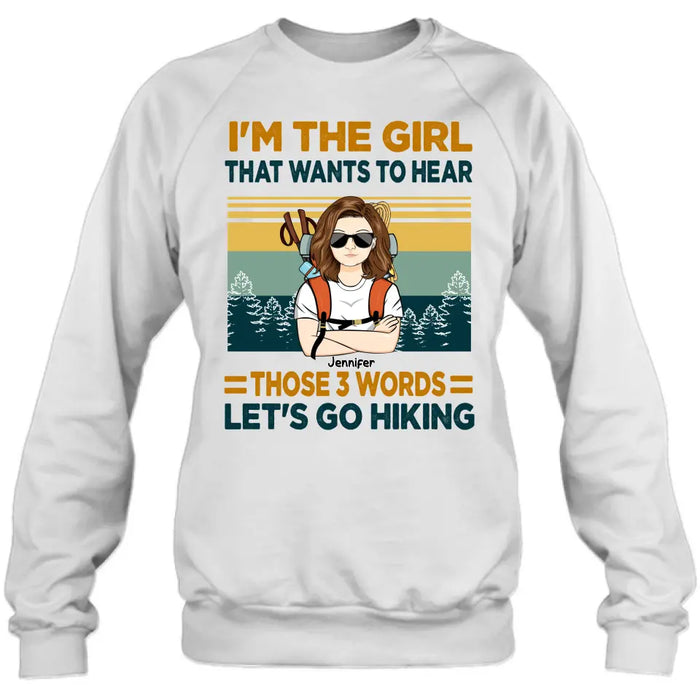 Personalized Hiking Girl Shirt/Hoodie - Girl With Up to 3 Dogs - Gift Idea For Hiking/Dog Lover - Let's Go Hiking