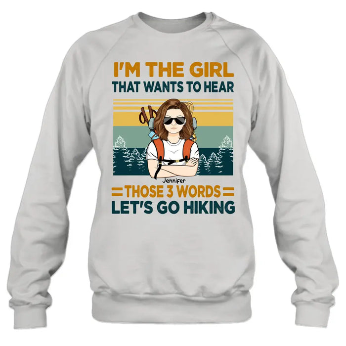 Personalized Hiking Girl Shirt/Hoodie - Girl With Up to 3 Dogs - Gift Idea For Hiking/Dog Lover - Let's Go Hiking