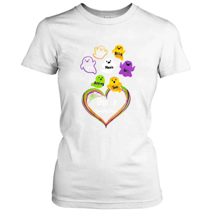 Personalized Gigi's Bootiful Crew T-shirt/Sleeve/Sweatshirt/Hoodie - Halloween gift for Grandma - Up to 7 Grandkids