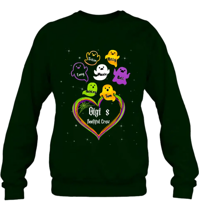 Personalized Gigi's Bootiful Crew T-shirt/Sleeve/Sweatshirt/Hoodie - Halloween gift for Grandma - Up to 7 Grandkids