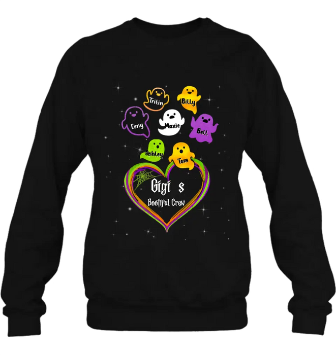 Personalized Gigi's Bootiful Crew T-shirt/Sleeve/Sweatshirt/Hoodie - Halloween gift for Grandma - Up to 7 Grandkids
