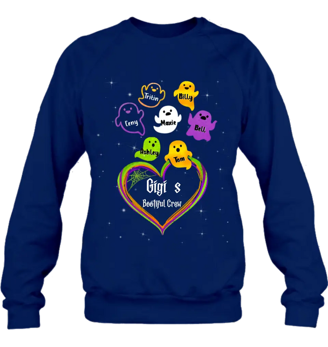 Personalized Gigi's Bootiful Crew T-shirt/Sleeve/Sweatshirt/Hoodie - Halloween gift for Grandma - Up to 7 Grandkids