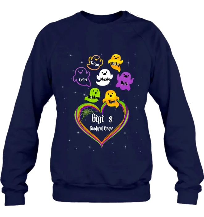 Personalized Gigi's Bootiful Crew T-shirt/Sleeve/Sweatshirt/Hoodie - Halloween gift for Grandma - Up to 7 Grandkids