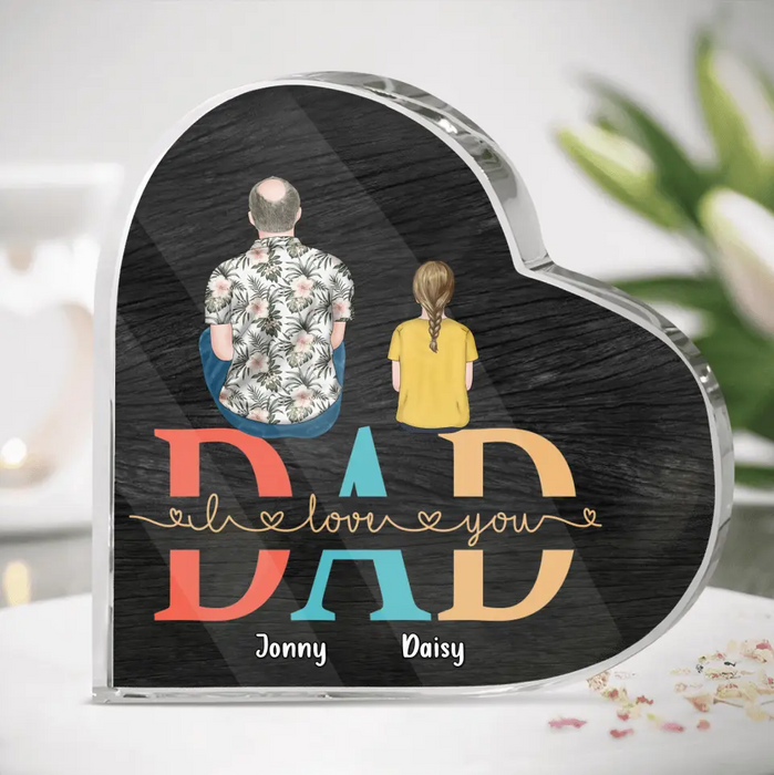 Personalized Dad Crystal Heart - Up to 4 Children - Father's Day Gift Idea - Dad I Love You