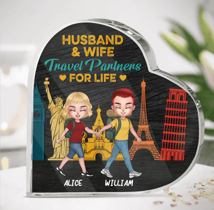Personalized Traveling Couple Acrylic Plaque - Gift Idea For Traveling Couple - Husband & Wife Travel Partners For Life