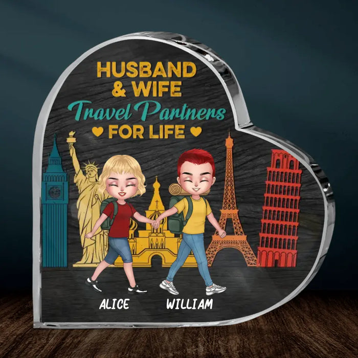 Personalized Traveling Couple Acrylic Plaque - Gift Idea For Traveling Couple - Husband & Wife Travel Partners For Life